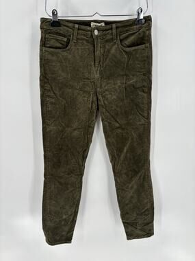 L'Agence Margot High Rise Skinny Crop Jeans Womens 29 Green Velvet Pockets Zip
